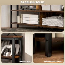 "Homcom 50"" Tv Stand Cabinet, Tv Unit With Storage Shelves, Rustic Brown" - thumbnail 8