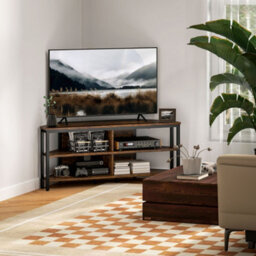 "Homcom 50"" Tv Stand Cabinet, Tv Unit With Storage Shelves, Rustic Brown"
