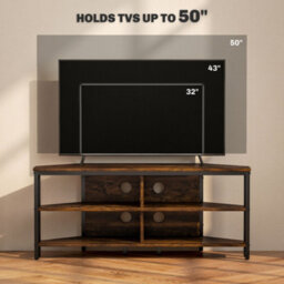 "Homcom 50"" Tv Stand Cabinet, Tv Unit With Storage Shelves, Rustic Brown" - thumbnail 7