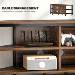 "Homcom 50"" Tv Stand Cabinet, Tv Unit With Storage Shelves, Rustic Brown" - thumbnail 6