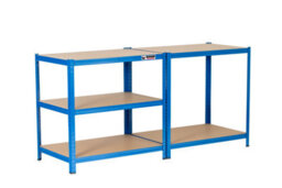 Rhino Racking 2 Bays - 180 X 90 X 60Cm - Blue - 5 Tier Boltless Heavy Duty Garage Shelving Unit - 1000Kg Load Weight - thumbnail 7