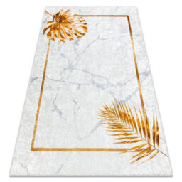 RugsX Miro 51518.806 Washing Carpet Leaves, Frame Anti-Slip - Grey Gold 200X290 Cm - thumbnail 4