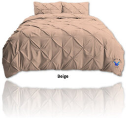 TheWhiteWater Limited Pintuck Duvet Cover Set + Matching Pillowcases With Bedsheet - 3In1 Hotel Style Bedding Set - Latte Beige - thumbnail 7