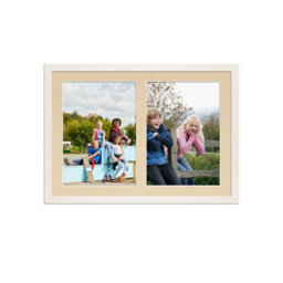 AK Frames 20X14 White Sleek Multi Photo Frame With Ivory Mount - Holds 2 Apertures (2X) A4 Photos - thumbnail 1