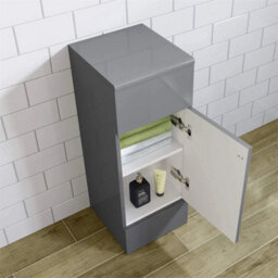 Grey-Bathroom Cabinet Cupboard Unit Storage Floor Standing Wooden 1 Door - thumbnail 4