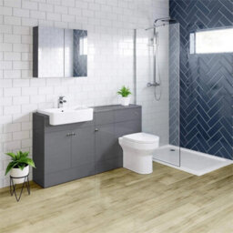 Grey-Bathroom Cabinet Cupboard Unit Storage Floor Standing Wooden 1 Door - thumbnail 3