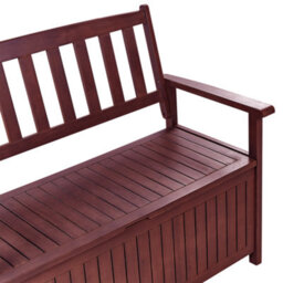 Beliani Garden Bench With Cushion Sovana 120 Cm With Storage Acacia Wood Light Grey - thumbnail 8