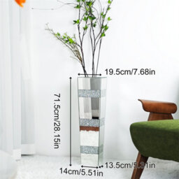 Artloge 71.5Cm Luxury Mirrored Flower Vase Sparkle Crushed Diamond Floor Vase For Artificial Flower - thumbnail 2