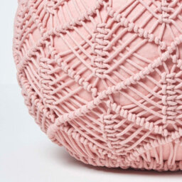 Homescapes Blush Pink Crochet Knitted Pouffe 40 X 50 Cm - thumbnail 4