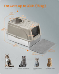 LEDREM Stainless Steel Cat Litter Box With Flip Lid, Xl Enclosed Litter Box With Leak-Proof Design - thumbnail 6