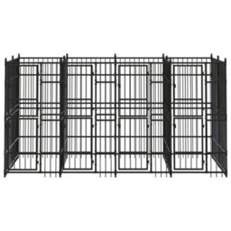 Berkfield Durable Outdoor Dog Kennel Steel 7.37 M2 - thumbnail 1