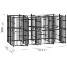 Berkfield Durable Outdoor Dog Kennel Steel 7.37 M2 - thumbnail 7