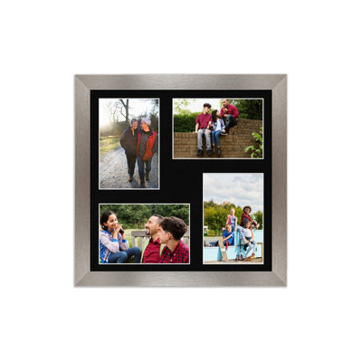 AK Frames 12X12 Aluminum Modern Multi Photo Frame With Black Mount - Holds 4 Apertures (4X) 6X4 Photos - image 1