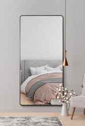 "Mirroroutlet  Angulis - Black Aluminium Metal Curved Edge Full Length Wall Leaner Mirror 68""x33"" (174X85Cm)" - thumbnail 2