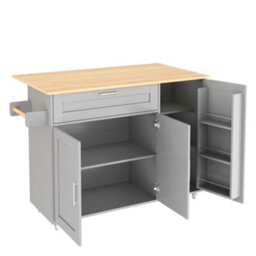 Abrihome 132.5Cm Rolling Kitchen Island, Foldable Tabletop, Storage Trolley With Spice Rack & Towel Holder, 5 Wheels For Kitchen, Dining - thumbnail 8