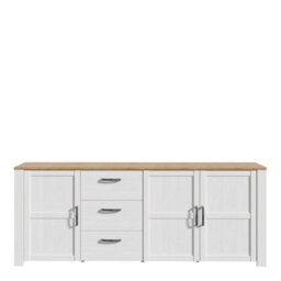 Wyld Haus Bramblecroft Large Sideboard, White Body With Natural Oak Top, 3 Doors & 3 Drawers - thumbnail 3
