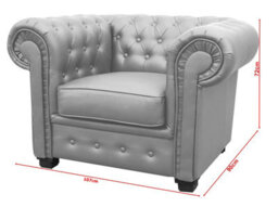 Venus Chesterfield Style Sofa 2 Seater + Armchair Grey Faux Leather - thumbnail 4