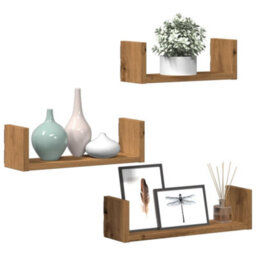 Berkfield Wall Shelf 3 Pcs Artisian Oak Engineered Wood - thumbnail 3