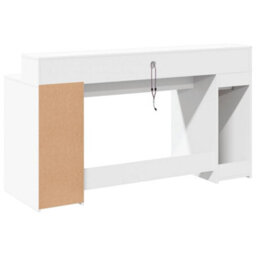 Berkfield Desk With Led Lights White 160X55X91 Cm Engineered Wood - thumbnail 8