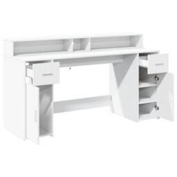 Berkfield Desk With Led Lights White 160X55X91 Cm Engineered Wood - thumbnail 9