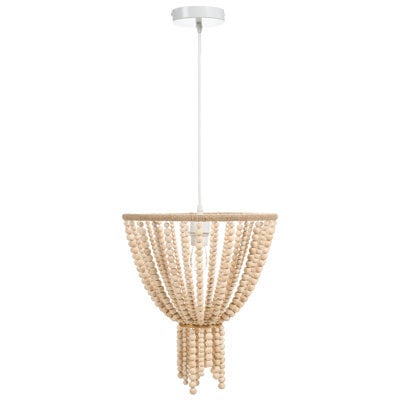 Wyld And Coco Boho Rubberwood Bead Chandelier Pendant Light - Light Brown, W34 X D34 X H128Cm - image 1