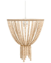 Wyld And Coco Boho Rubberwood Bead Chandelier Pendant Light - Light Brown, W34 X D34 X H128Cm - thumbnail 3
