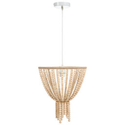 Wyld And Coco Boho Rubberwood Bead Chandelier Pendant Light - Light Brown, W34 X D34 X H128Cm - thumbnail 1