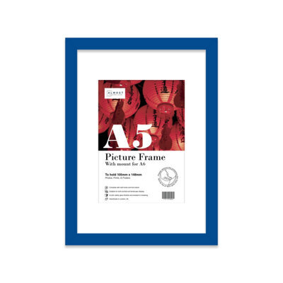 A5 Blue Picture Frame With Mount For A6 (10.5 X 14.8Cm - 4.1 X 5.8In) Poster, Photo, Artwork, Or Print. - image 1