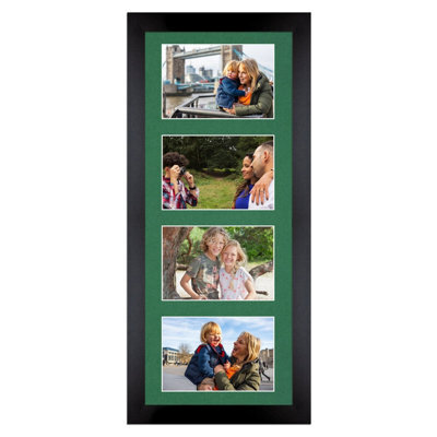 AK Frames 50X20Cm Matte Black Modern Multi Photo Frame With Emerald Mount - Holds 4 Apertures (4X) 6X4 Photos - image 1