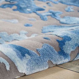 Blue Grey Wool Optical Abstract Luxurious Handmade Modern Rug For Living Room And Bedroom-114Cm X 175Cm - thumbnail 8