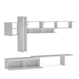 Decorotika Aosta Moduler Modern Tv Unit Wall Mount Customizable Layout High Gloss White - thumbnail 5