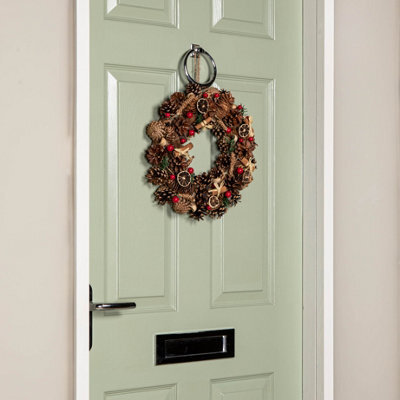 Samuel Alexander 36Cm Winter Spice Hanging Christmas Wreath With Pine Cones Red Berries & Dried Fruit - image 1