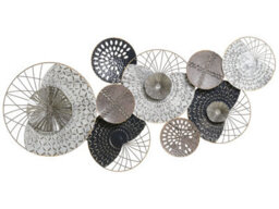 Beliani Industrial Silver Copper Wall Circles Metal Art, W118 X D8 X H58Cm, Iron Sculpture - thumbnail 1
