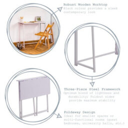 Harbour Housewares Wooden Folding Desk - Lilac - Pc Computer Workstation Contemporary Laptop Space Saving Foldable Wooden Desk - thumbnail 2