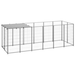 Berkfield Dog Kennel Silver 330X110X110 Cm Steel