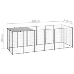 Berkfield Dog Kennel Silver 330X110X110 Cm Steel - thumbnail 6