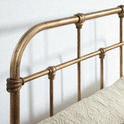 OAT Home Camden Antique Brass Effect Victorian Hospital Metal Small Double Bed Frame - thumbnail 4