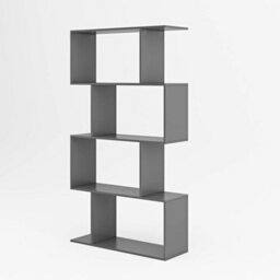 Black 4Tier Bookcase S-Shaped Bookshelf Display Rack Book Storage Stand Shelves - thumbnail 6