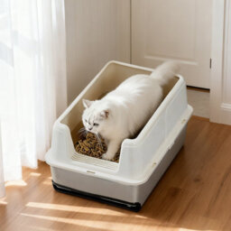 London Boutique Stainless Steel Cat Litter Tray, 60X40X30.5Cm Open Top Litter Box, High Sided, Easy Clean, White