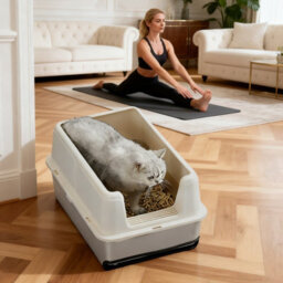 London Boutique Stainless Steel Cat Litter Tray, 60X40X30.5Cm Open Top Litter Box, High Sided, Easy Clean, White - thumbnail 5