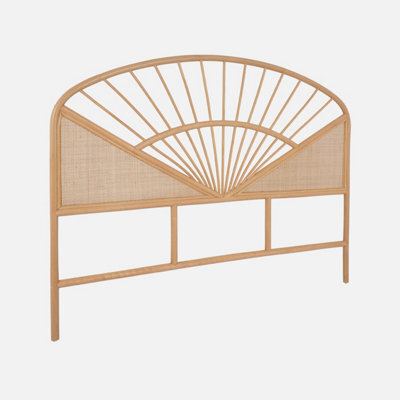 Sweeek - Natural Rattan And Canework Headboard Light Wood Bohemian L142 X D3 X H115Cm - image 1