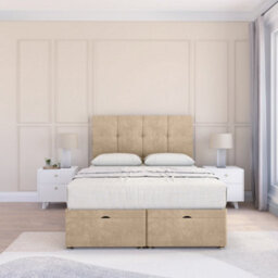 "Sloomy Jasmine Almond Coniston 3Ft Ottoman Bed End Opening With Sprung Memory Mattress & 26"" Headboard-Single" - thumbnail 2