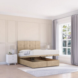 "Sloomy Jasmine Almond Coniston 3Ft Ottoman Bed End Opening With Sprung Memory Mattress & 26"" Headboard-Single" - thumbnail 1