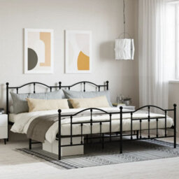 Berkfield Metal Bed Frame With Headboard And Footboard Black 200X200 Cm - thumbnail 1