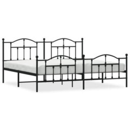Berkfield Metal Bed Frame With Headboard And Footboard Black 200X200 Cm - thumbnail 2