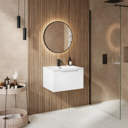 Affine 600mm Bathroom Vanity Unit Basin Wall Hung Storage Furniture Soft Close White - thumbnail 3