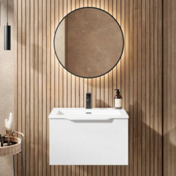 Affine 600mm Bathroom Vanity Unit Basin Wall Hung Storage Furniture Soft Close White - thumbnail 2