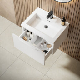 Affine 600mm Bathroom Vanity Unit Basin Wall Hung Storage Furniture Soft Close White - thumbnail 4
