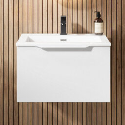 Affine 600mm Bathroom Vanity Unit Basin Wall Hung Storage Furniture Soft Close White - thumbnail 1
