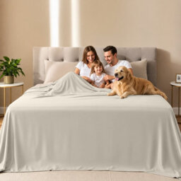 Oxford Homeware Cream Flat Sheet 100% Egyptian Cotton 200 Thread Count Soft Easy Care Bedding Sheet (W)225Cmx(L)275Cm (Double) - thumbnail 7